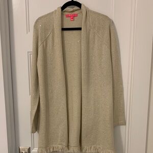 Lilly Pulitzer Cream Cardigan with Fringe